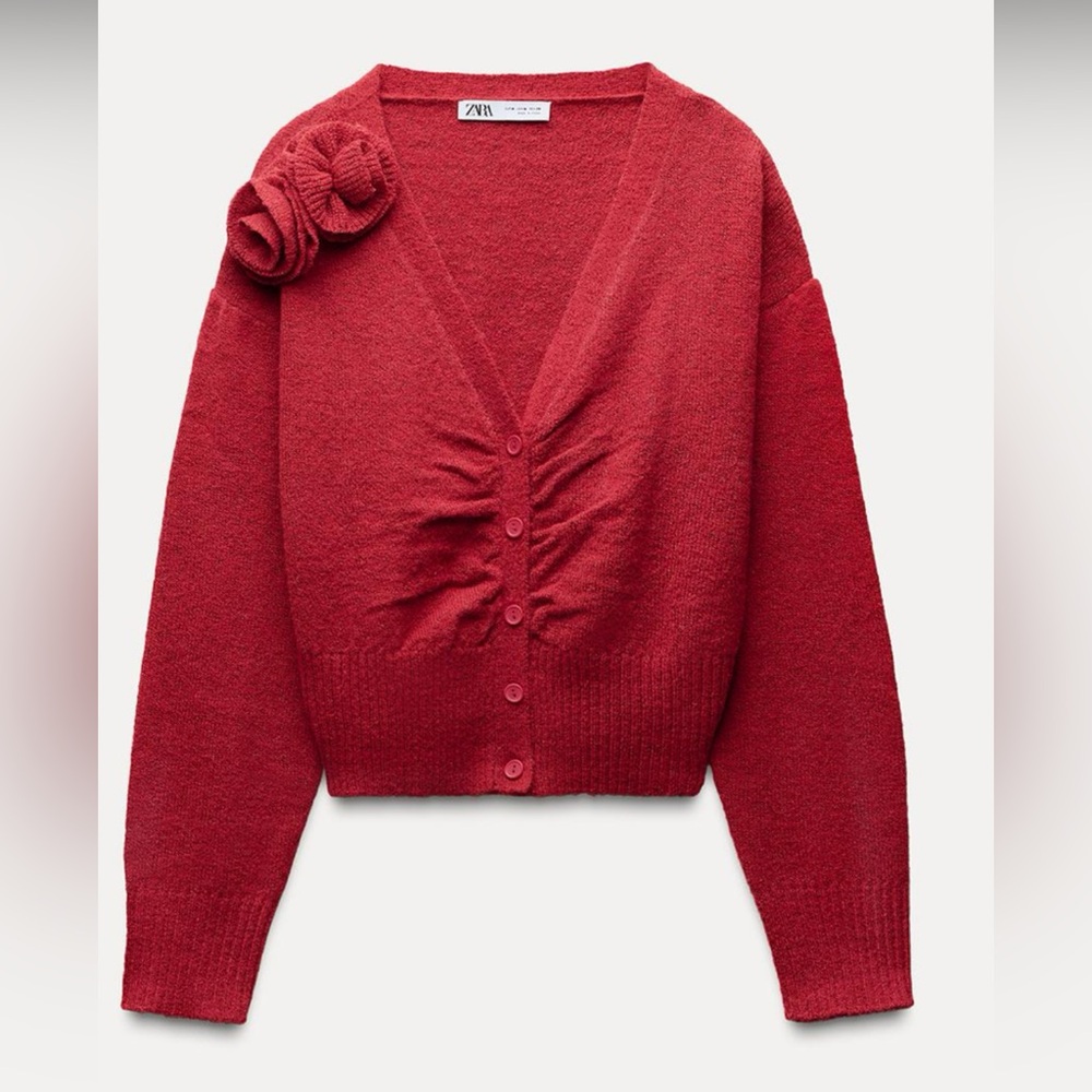 ZARA FLORAL KNIT CARDIGAN - Picture 4 of 7